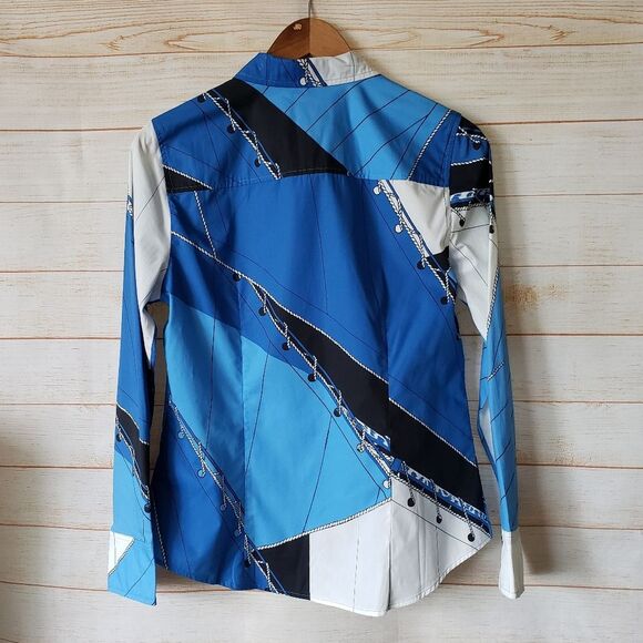 J. Crew Tailored Slim Cotton Poplin Shirt Nautical Italy Ratti Regatta Size 8 - Picture 6 of 14